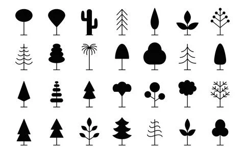 Tree Line Icon Set. Vector Logo Shapes Collection イラスト素材