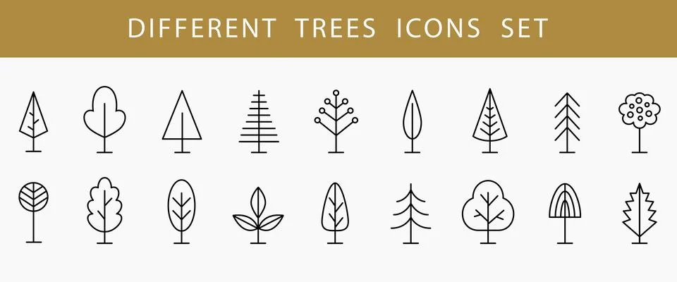 Tree Line Icon Set. Vector Logo Shapes Collection イラスト素材