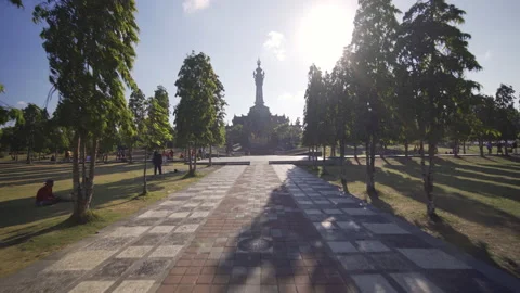 Tree Lined Path To Bajra Sandhi Monument Stock Footage 146102892