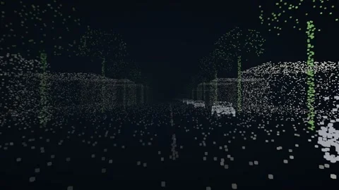 Tree lined residential avenue colour scan point cloud street vegetation survey 스톡 동영상 343121855