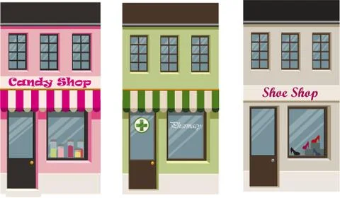 Tree little shops Stock Illustration