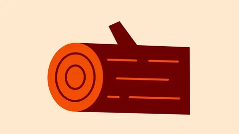 Tree log animation with cut rings and dark brown bark accented by orange lines. Stock Footage 320286803