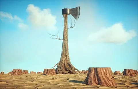 Tree log as a axe. Karma and justice concept. 스톡 일러스트