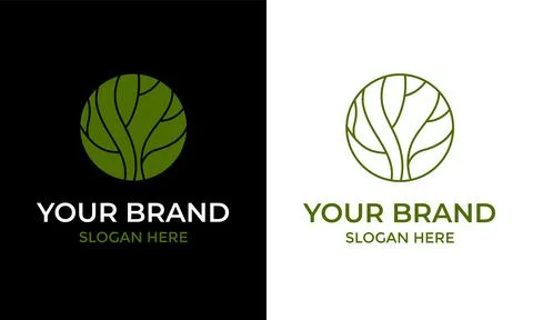 Tree logo and symbol design concept. Botanical vector illustration Stock Illustration