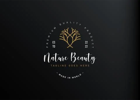 Tree Logo Design Inspiration. Vector Illustration of Aesthetic Symmetrical Tr Stock Illustration