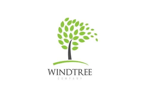 Tree logo design with leafs icon template elements company business Stock Illustration