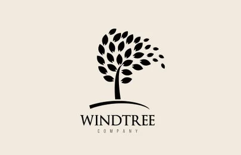 Tree logo design with leafs icon template elements company business Illustrazione stock