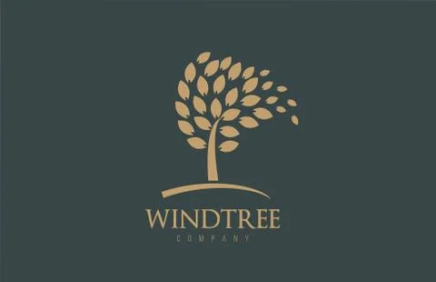 Tree logo design with leafs icon template elements company business Stock Illustration
