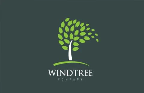 Tree logo design with leafs icon template elements company business Stock Illustration