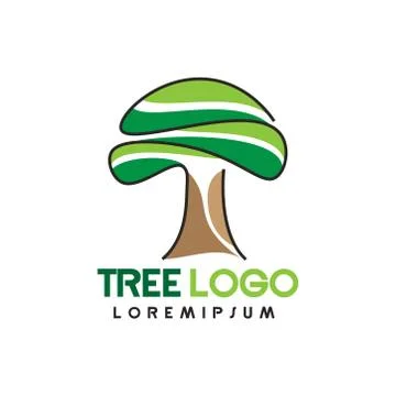 Tree logo design simple modern vector template icon green nature Stock Illustration