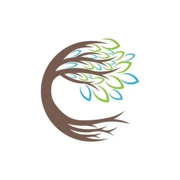 Tree Logo design vector illustration. Abstract Tree Logo vector in creative d Stock Illustration