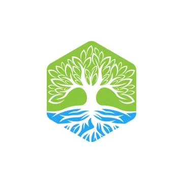 Tree Logo design vector illustration. Abstract Tree Logo vector in creative d Stock Illustration