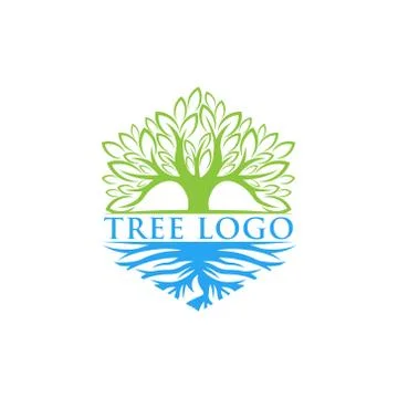 Tree Logo design vector illustration. Abstract Tree Logo vector in creative d Ilustração Stock