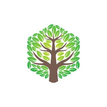 Tree Logo design vector illustration. Abstract Tree Logo vector in creative d Illustrazione stock