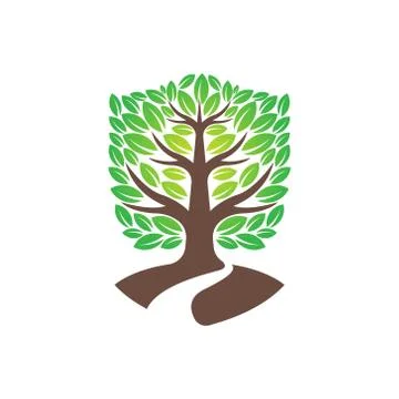 Tree Logo design vector illustration. Abstract Tree Logo vector in creative d Stock Illustration