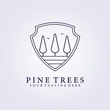 Tree logo emblem badge shield vector illustration design line art abstract de Stock Illustration