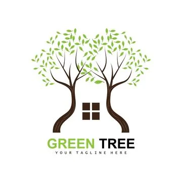 Tree Logo, Green Trees And Wood Design, Forest Illustration, Trees Kids Games Stock Illustration
