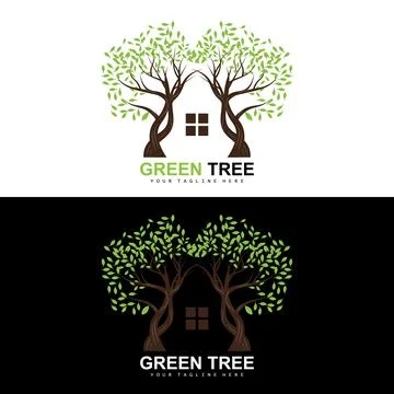 Tree Logo, Green Trees And Wood Design, Forest Illustration, Trees Kids Games Stock Illustration