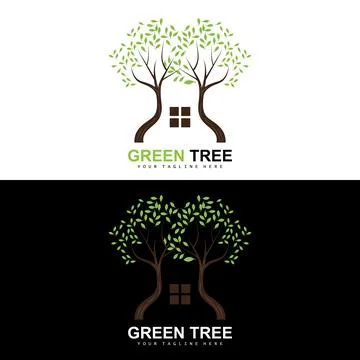 Tree Logo, Green Trees And Wood Design, Forest Illustration, Trees Kids Games Stock Illustration