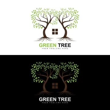 Tree Logo, Green Trees And Wood Design, Forest Illustration, Trees Kids Games Stock Illustration