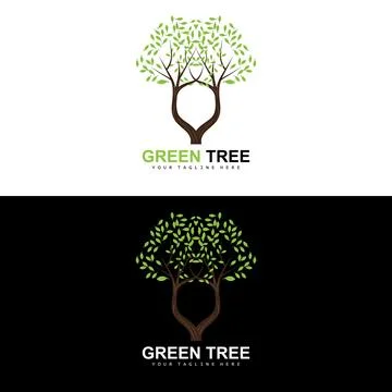 Tree Logo, Green Trees And Wood Design, Forest Illustration, Trees Kids Games Stock Illustration