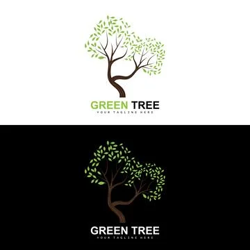 Tree Logo, Green Trees And Wood Design, Forest Illustration, Trees Kids Games Stock Illustration