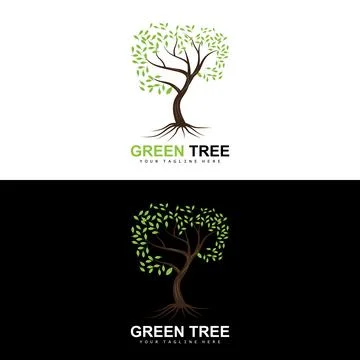 Tree Logo, Green Trees And Wood Design, Forest Illustration, Trees Kids Games Stock Illustration
