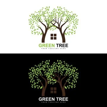 Tree Logo, Green Trees And Wood Design, Forest Illustration, Trees Kids Games Stock Illustration