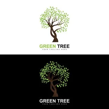 Tree Logo, Green Trees And Wood Design, Forest Illustration, Trees Kids Games Stock Illustration