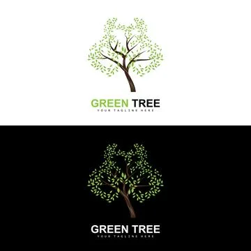 Tree Logo, Green Trees And Wood Design, Forest Illustration, Trees Kids Games Stock Illustration