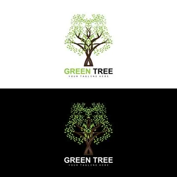 Tree Logo, Green Trees And Wood Design, Forest Illustration, Trees Kids Games Stock Illustration