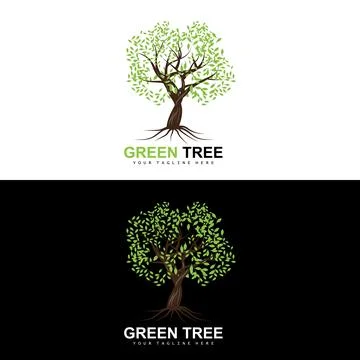 Tree Logo, Green Trees And Wood Design, Forest Illustration, Trees Kids Games Stock Illustration
