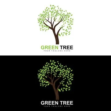 Tree Logo, Green Trees And Wood Design, Forest Illustration, Trees Kids Games Stock Illustration