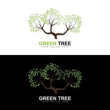 Tree Logo, Green Trees And Wood Design, Forest Illustration, Trees Kids Games Stock Illustration