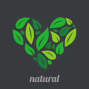 Tree Logo heart shape design vector template.Organic Natural Plant Garden Par Illustrazione stock
