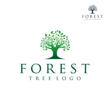 Tree logo illustration, Vector silhouette of a tree logo design. Stock Illustration