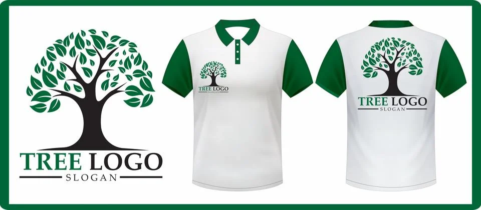 Tree Logo with jersey mock up Stock Illustration
