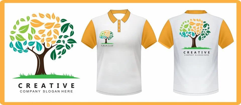 Tree Logo with jersey mock up Stock Illustration