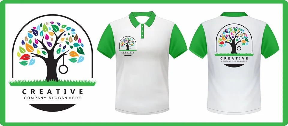 Tree Logo with jersey mock up Stock Illustration