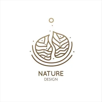 Tree logo. Linear eco icon. Vector emblem of tree Stock Illustration