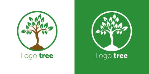 Tree logo with people design set for Vector logo template Stock Illustration