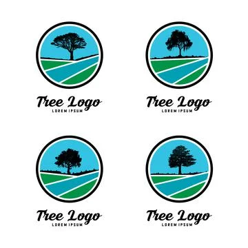 Tree Logo Template Set Stock Illustration