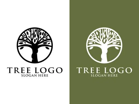Tree Logo Vector, Tree of life logo design template isolated on white background Stock Illustration