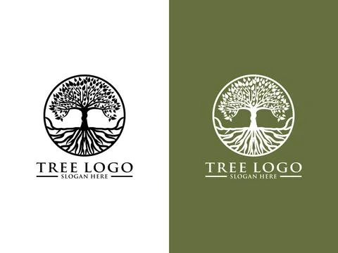 Tree Logo Vector, Tree of life logo design template isolated on white background Stock Illustration