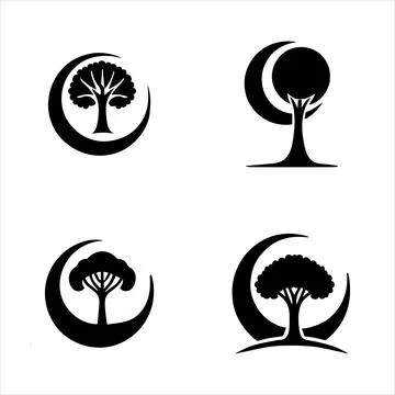 Tree logos silhouettes Stock Illustration