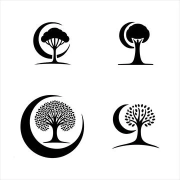Tree logos silhouettes Stock Illustration