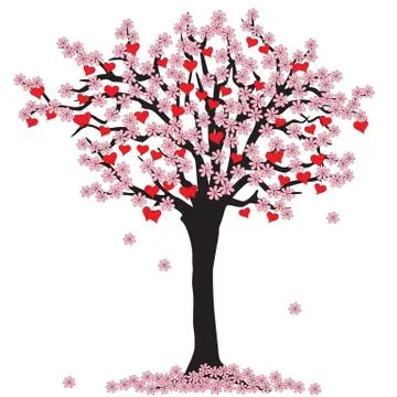 Tree of love with blossoms Stock Illustration