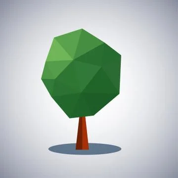 Tree low poly style. Vector design element. Stock Illustration