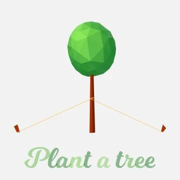 Tree low poly style. Vector design element. Stock Illustration