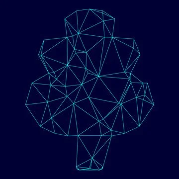 Tree low poly triangulation triangulated polygonal electric cyan blue vibrant 스톡 일러스트